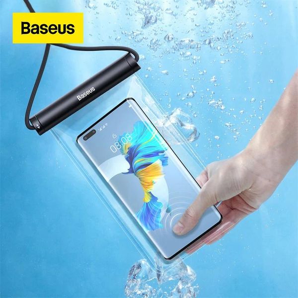 Sacs Baseus Water Proof Phone Sac pour iPhone 13 12 Pro Max Imperproof Phone Case pour Samsung Xiaomi Swim Universal Protection Cover