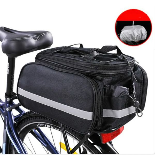 Bolsas Bolsas para bicicletas Bolsa MTB Bag Bag Back Bajón Pannier Cycling Multifuncional Bolsa de viaje de gran capacidad con cubierta de lluvia