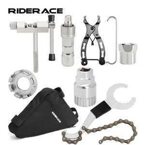 Bolsas Kits de herramientas de reparación de bicicletas con bolsa de ciclismo Cortador de cadena Eliminación del volante Extractor de soporte inferior Extractor de manivela Llave de radios