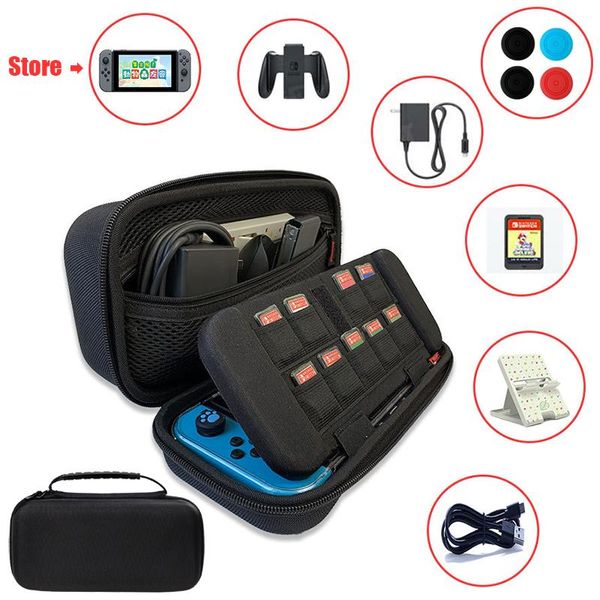 Bolsas Estuche de transporte negro grande para Nintendo Switch, funda protectora, bolsa de almacenamiento para Switch OLED, bolsa portátil de viaje, accesorio