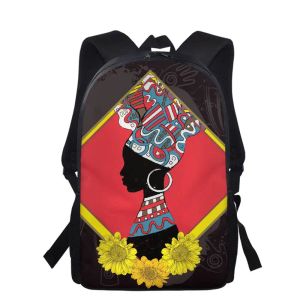 Tassen zwarte kunst Afro -Amerikaanse vrouwen Drukken School Backpack Bookbag Girl Afro For Children Boy Girls School Tas 16 inch knapack