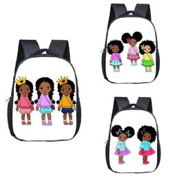 Sacs Black Art Girs lwith Crown sac à dos Enfants Sacs d'école Cartoon Afro Girls School Book Bag Kid Schoolbags Baby Toddler Sac