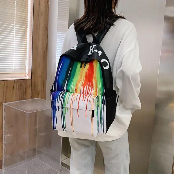 Mochila negra con grafiti para niñas y niños de la escuela, mochila con garabatos para niños, bolsas para libros para estudiantes de secundaria, 2021