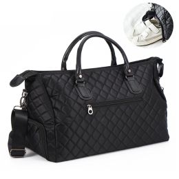 Tassen zwarte geruite reistas met schoenen zak draagtje bagage -reis duffle weekend tas schoudertassen handtas voor vrouwen mannen x8ct