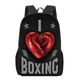 Sacs Gants de boxe Style Sac d'école imprimé 3D pour adolescents garçons filles enfants primaires sac à dos sacs à dos enfants étudiant 16 pouces Bookbag