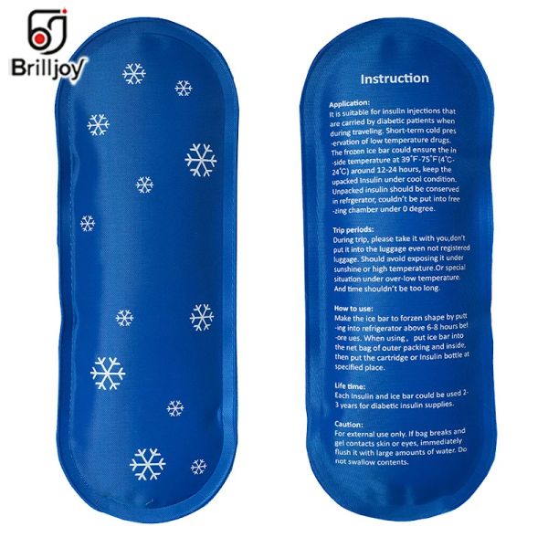 Bolsas de Brilljoy Afiros Primeros auxilios Gel de hielo azul 3 piezas para la bolsa diabética de paquete de enfriador de insulina en la caja de enfriamiento gel nylon bag de hielo refrigerada