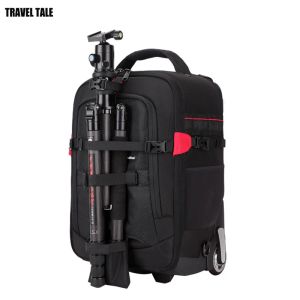 Tassen CarryLove Waterdichte professionele DSLR Camera Suitcase Bag Video Foto Digitale camera Trolley Backpack op wielen