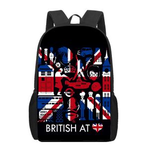 Sacs Cartoon England I Love London School Sac pour adolescents garçons filles grande capacité sac à dos Enfants Sac de livres décontractés Bag des hommes