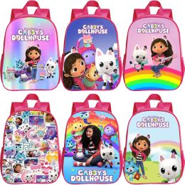 Tassen Cartoon Gabby's Dollhous Backpack Girls Boys Schoolbag 3D Print Gabby Cats Children Backpacks Pink Bookbag Kids Kawaii Knapsack