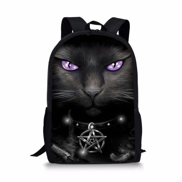 Sacs Cartoon Gothic Cats Purple Eyes Prints Sac School Sac Chook Book Sac adolescents Boys filles Sacs d'école Femmes Hommes Casual Travel Sacs