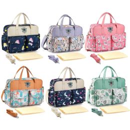 Sacs Cartoon Print Print Diaper Organizer Sachets Sac à épaule messager polyvalent Multipocket imperméable pour les bébés pour bébés