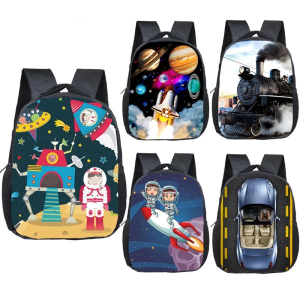 Sacs Cartoon Rocket Spaceship / Locomotive / Car sac à dos Enfants Sac Sac Girl Garçon École Sac à dos Baby Toddler Bag Kid Bookbag