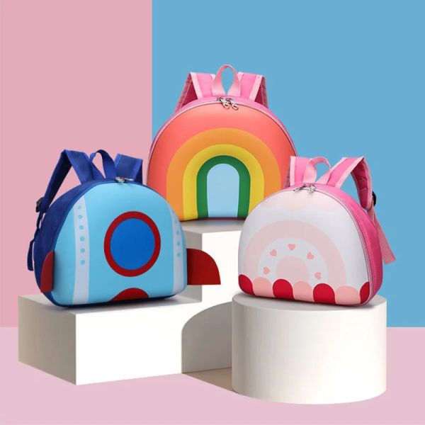 Sacs Cartoon School Sacs For Kids Boy Girl Immasproof Zipper Kindergarten Primary School Sac à dos Enfants Étudiant Rainbow Schoolbag