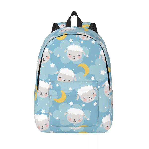 Bolsas de dibujos animados de gaita de oveja para dormir para la escuela estudiantil Sleepy Stary Star Cloud Sheeps Canvas Daypack Elementary High College Senderismo