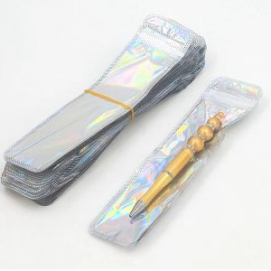 Sacs Chenkai 50pcs / lot Sacs en plastique avec verrouillage à fermeture éclair pour un stylo à stylo de serpente emballage scelable transparent avec trou de suspension