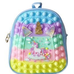 Sacs pour enfants sac à dos Petite fille mignon Unicorn Silicone Kids Unzip Rainbow Sac à dos nouveau dans un sac à dos 23cm * 9cm * 19cm PU et silicone