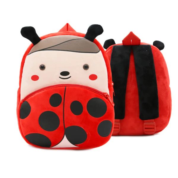 Sacs Children School Sackepack Cartoon Ladybug Design confortable Matière moelleuse douce pour tout-petit Baby Mindergarten Kids Snacks Bag