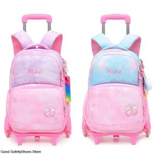 Sacs pour enfants Sac à dos scolaire avec roues sacs élémentaires sacs écoliers détachables sacs d'école pour les filles qui roulent des bagages à bagages