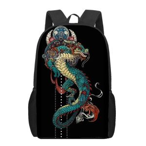 Tassen Chinese stijl Dragon Gedrukte Backpack Boys Girls Children Book Tassen