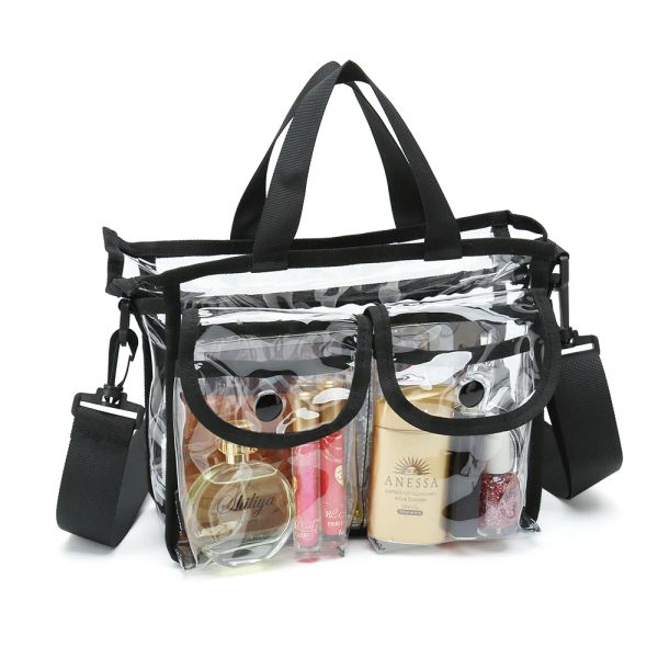 Bolsas de maquillaje transparente Bolsa con correa de hombro desmontable disponible para personalizar