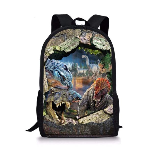 Sacs Cool Dinosaur World 3D Print School Sac à dos pour les adolescents garçons Girls Book Bookbag Children Middle Student School Sac 16 pouces