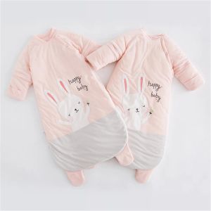 Zakken katoen slaapzakken baby unisex baby slaapzak afneembare lange mouwen lange mouwen warme konijnen deken kinderen pyjama's voor kinderen bed
