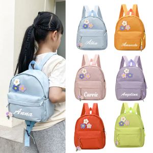 Sacs Nom personnalisé Kids Backpack Little Flower Nylon Kindergarten Schoolbag Garçons Garçons voyage Sac à dos Sacs-cadeaux personnalisés