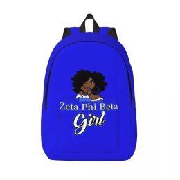 Sacs personnalisés Zeta Girl Canvas Backpack Women Men Men Fashion Bookbag pour l'école Collège Zeta Phi Beta Sorority Bags