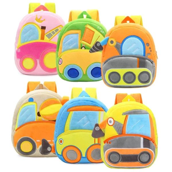 Sacs Mignons enfants sacs d'école 3D dessin animé camions voitures en peluche enfants sac à dos maternelle garçons filles cartables Mini petit sac à dos