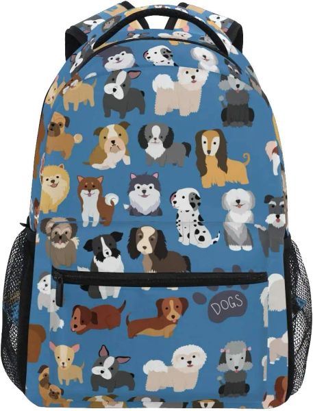 Sacs mignons doodle chien imprimé chiot animal grand sac à dos pour enfants garçons girls étudiant personnalisé ordinateur portable iPad tablette de voyage