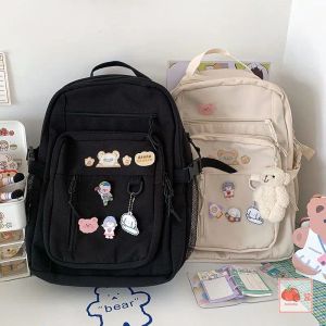 Sacs mignons scolaires sac à dos ours féminin étudiant sac à école coréenne sac à école badge fille poupée sac à dos kawaii livre dames sacs de mode