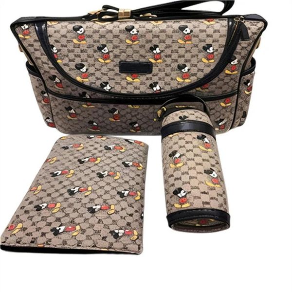 Bolsas de diseño de pañales de diseño bolso de mamá mommi bolso de pañales 3 piezas de bebé con cremallera marrón estampado a cuadros ventas mochilero pañal de pañales