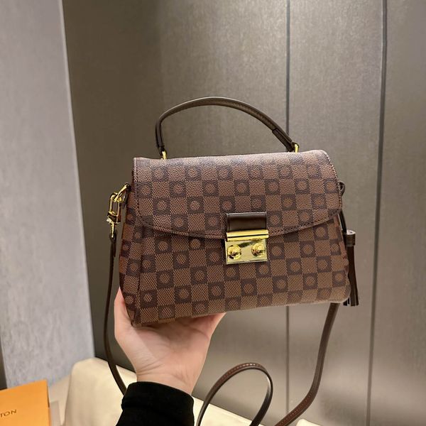 Bolsos Diseñador Totes Bolso Bolso de mujer Imitación clásica Marca de lujo Cuero marrón Estilo a cuadros Bolso de hombro Moda Novia Fiesta Cartera