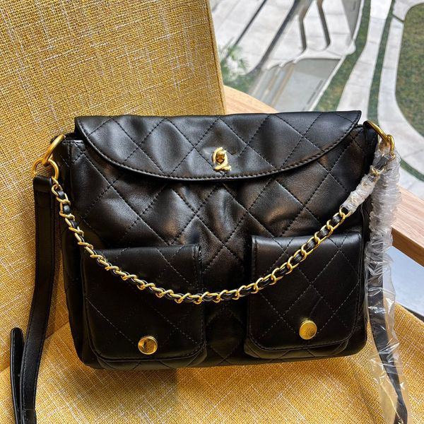 Bolsos Diseñadores Bolso de mujer 24P Gemelos flexibles Bolso de hombro Hebilla de oro Diamante a cuadros Bolsos de cadena de cuero de oro negro Bolsos de mensajero Totes metálicos Bolsos cruzados clásicos