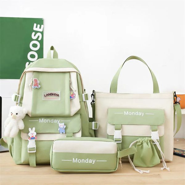 Sacs Dihope 4 PCS Set Women Sac à dos HARAJUKU OPTOPOBLE COMBATOP Sacs scolaires pour les adolescentes Kawaii Sac à dos Sac à dos d'étudiant Rucksack