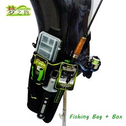 Sacs Dream Fishing 19 * 6 * 33cm Sac de pêche avec caisson de caisse de haute qualité 1200d Sac à jambe de taille en nylon 3 couleurs Sac de pêche sportive extérieure