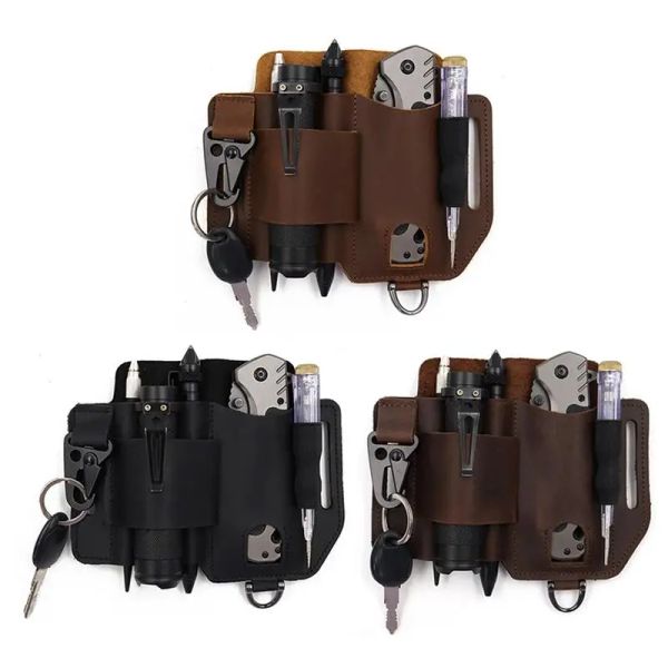 Sacs EDCS en cuir gaine en cuir EDCS Organisateur de courroie de ceinture EDCS Multi Tool Sheat Holder pour couteaux