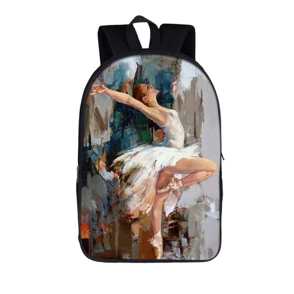 Sacs Elegant Ballet Dancer Print Backpack for Teenagers Girls Boys Schoolbags Fashion Nouveau modèle pour ordinateur portable Backpacks Student Bookbags