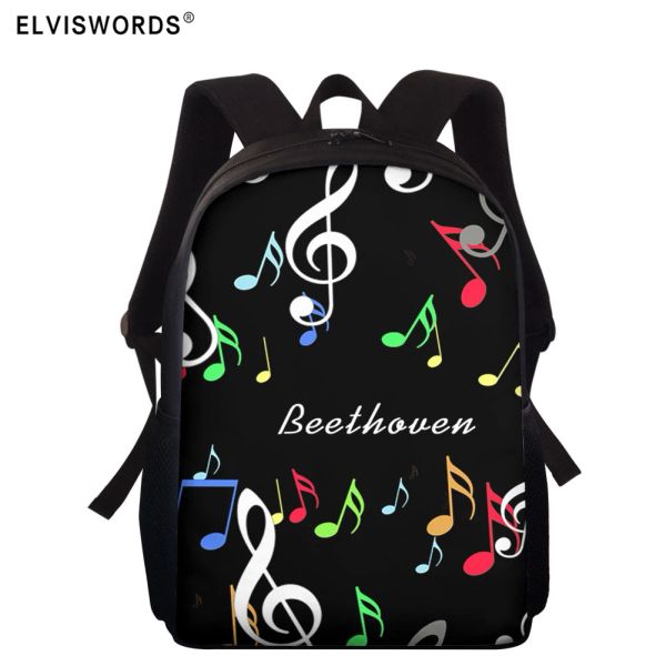 Sacs Elviswords Sacs d'école des femmes Notes musicales Sac à dos école imprimée pour garçons Girl Music Book Sacs Kids Schoolbag Mochila Escolar