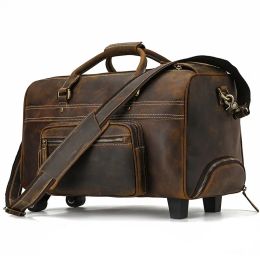 Tassen Europese en Amerikaanse herenleer Travel Bag Trolley Case Cowhide Reistas Grote capaciteit Bagage Business Travel Handtas