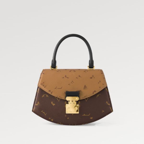 Bolsos Explosión Bolso de ciudad para mujer M46548 Bolso Lona inversa Tilsitt Forma geométrica curvada 1988 Mango Nuevo modelo Cuero de vaca Francia Hardware de oro Diseñador de lujo