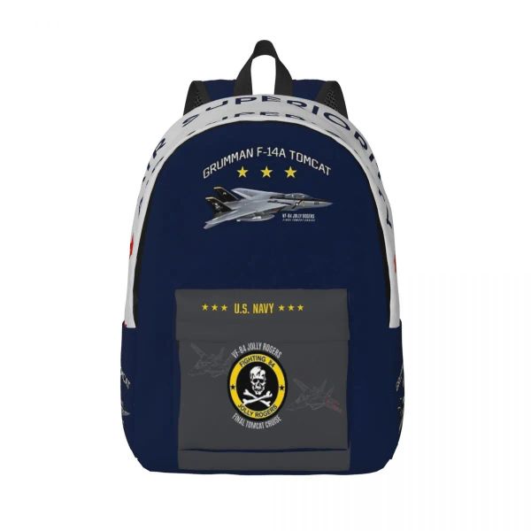 Sacs F14 Tomcat Jolly Roger Final Tour Military Backpack For Boy Girl Kids Student School Bookbag Bookbag Daypack Preschool Kindergarten Sac