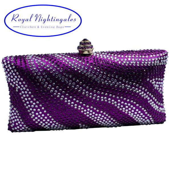Sacs Sac de soirée pour femmes violettes en gros avec un sac à main d'embrayage à cristal en strass