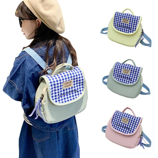 Sacs Fashion Plaid Kids Sac à dos Baby Girls Boys Sacs Sacs de maternelle multifonctionnelle Bagure de maternelle à dos zipper coréen