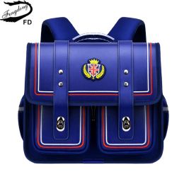 Bolsas Fengdong Japanese PU Leather School School School Primary School Mochila ortopédica Grado 13 Niños de alta calidad Bolsa de escuela impermeable