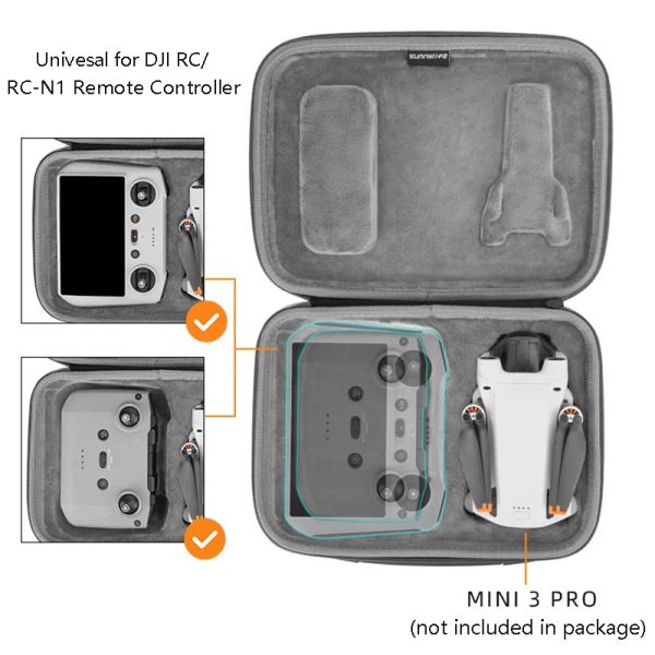 Sacs pour DJI Mini 3 Bag de rangement de boîtier RC RC Télécommande Portable Boîte de transport Boîte à main Accessoires de contrôleur intelligent