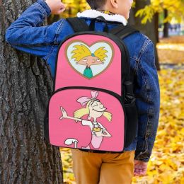 Sacs forudesignens garçonsbags scolaires légers anime de mode Hé Arnold conçoit des sacs à dos multiploquets polyvalents sacs de lecture