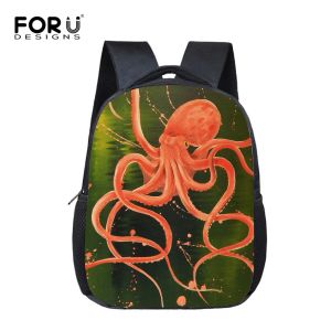 Sacs forudesignens Ocean Octopus imprimer des sacs scolaires de maternelle mini-petits garçons sac à dos petite crèche