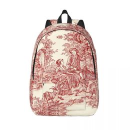 Tassen Franse Country Toile De Jouy Laptoprugzak Dames Heren Basic Boekentas voor School Student Motieven Tassen