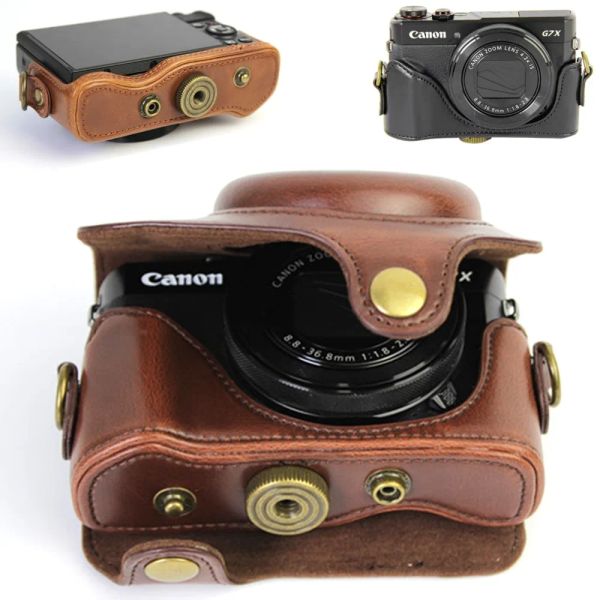 Sacs Full Body Fit Pu Le cuir numérique Capine à caméra Camerie numérique pour canon PowerShot G7X Mark 2 G7X II G7X2 G7X Mark III G7X 3 avec sangle